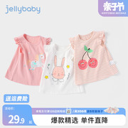 女童夏装3一岁宝宝夏款飞袖，小女孩夏季女婴儿上衣，薄款儿童t恤短袖