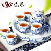 客厅茶杯套装双层大号陶瓷茶壶整套家用青花瓷功夫茶茶具茶盘套组