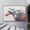 纯手绘油画欧式客厅动物马，装饰画卧室样板房壁画办公室挂画彩色