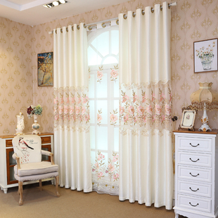 窗帘镂空绣花客厅高档雪尼尔提花，简欧遮光窗帘，别墅卧室成品定制