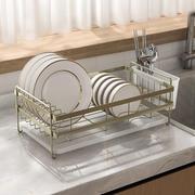 碗架沥水架单层碗碟架，台面晾放碗盘筷子，滤水篮家用窄款厨房置物架