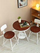 铁艺实木桌椅组合小圆桌椅子茶几奶茶店咖啡厅休闲室内阳台三件套