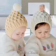 KIDSCLARA韩国婴儿帽子秋冬男女宝宝毛线帽针织帽加厚保暖防寒帽