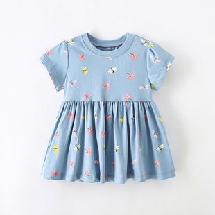 夏季女童短袖t恤宝宝，可爱娃娃衫夏装，儿童半袖印花蝴蝶小童体恤衫