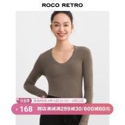 roco2024春装优雅水滴，小u领超细羊毛针织，上衣套头长袖针织衫