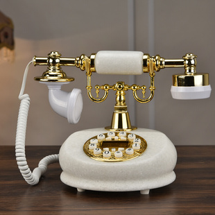 仿古欧式法式电话机玉石摆件复古时尚创意家用固话座机电机