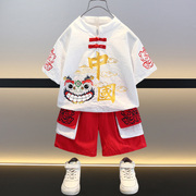 男童唐装套装夏季中国风，2024宝宝短袖小童，夏装洋气潮儿童汉服