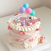 网红可爱复古粉色小猫咪小兔玉桂狗气球儿童女生蛋糕甜品装饰摆件