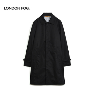 伦敦雾莱赛尔翻领简约黑色风衣男春季时尚中长款英伦风外套男