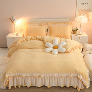 纯色加绒加厚双面牛奶绒床裙款被套床单床上四件套法兰绒保暖床品