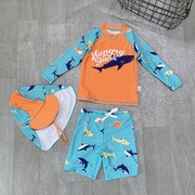 男童男宝泳衣三件套长短袖，分体套装速干防晒upf+中大童泳衣沙滩