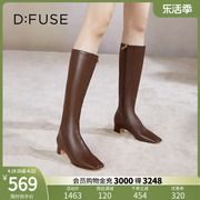 Dfuse冬季款摩登弹力及膝瘦瘦靴高跟长筒靴女DF34117043