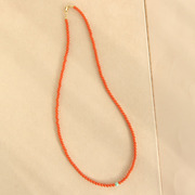 尖尖货天然川料瓦西南红项链，纯色柿子红极细锁骨链女3mm小米珠