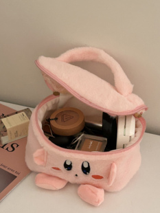 日系卡通可爱方形化妆包化妆品收纳包盒大容量便携毛绒手提旅行女