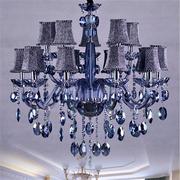 蓝色水晶吊灯欧式灯简欧客厅灯具美式卧室餐厅灯奢华大气蜡烛灯饰