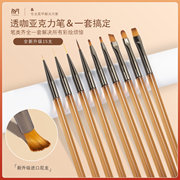 日式美甲工具笔透明杆，光疗笔套装彩绘，拉线笔新手画花晕染渐变笔刷
