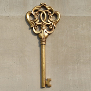 金色欧式英伦复古雕花钥匙酒吧壁饰玄关墙面壁挂件装饰工艺品