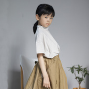 女童短袖T恤纯棉日系文艺范时尚洋气中大童优雅亲子母女装
