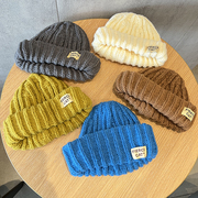 日系原宿风儿童毛线帽，秋冬款针织护耳帽，宝宝洋气保暖男女童套头帽