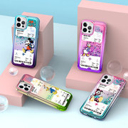 韩国迪士尼正版米奇米妮iphone14手机壳，13pro卡通流沙max适用于苹果14plus可爱女防摔套13渐变色保护壳情侣