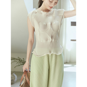 whitecube2024夏高级(夏高级)手工系列三宅，风褶皱花苞无袖，t恤设计感上衣女