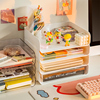 a4纸收纳盒透明办公室桌面，文件收纳架书桌，抽屉工位神器整理置物架