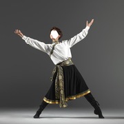 藏族舞蹈服男舞蹈演出服装男士，藏服少数民族，成人艺练习练功服