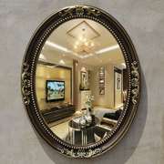 欧式浴室镜美式椭圆形装饰镜壁挂，复古铜化妆镜浴室梳妆卫生间镜子