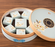 奶黄流心月饼包装盒，中秋节高档盒子礼盒圆形，盒8粒装七星伴月