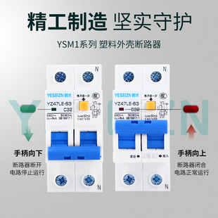 家用2P小型漏电断路器32A带拨动开关DZ47LE空开63A带短路保护电闸