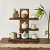 桌面博古架实木中式茶具，茶架置物架茶壶架子多宝阁展示架，摆件茶杯