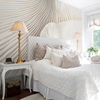 北欧风3d立体壁纸客厅沙发壁画简约美式蘑菇白色墙纸卧室背景墙布