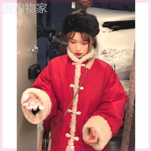 年轻人穿的花棉袄红色民族风拜年羽绒棉服女冬短款复古中国风棉袄