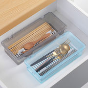 大笨象带盖沥水筷子盒塑料筷子筒家用勺子叉餐具收纳盒吸管