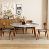 轻奢实木岩板餐桌椅组合伸缩变圆桌家用小户型客厅可方圆两用饭桌