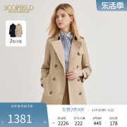 Scofield女装英伦复古短款风衣时尚收腰外套小个子英伦风大衣外套