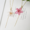 真实樱花，永生花原创手工粉色白色花朵可调节包金项链锁骨毛衣链