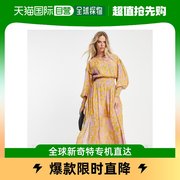 香港直邮潮奢 Topshop 女士 occasion midaxi 黄色粉色精饰连衣裙