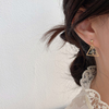 韩国几何三角形耳环女水晶耳坠百搭气质925银针耳钉耳饰耳环个性