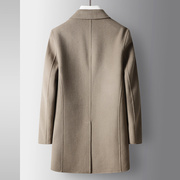 aulx羊毛大衣男式2023秋冬手工，双面呢纯色，加厚休闲风衣保暖外套