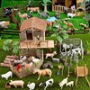 儿童开心农场庄园玩具动物园，家禽场景房子围栏羊，仿真牧场动物模型
