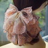 超大蝴蝶结花朵发夹子，遮马尾头饰粉色，甜美夸张发饰夏天弹簧夹