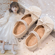 儿童公主鞋女童皮鞋，2024春季女孩，亮片水晶鞋爱沙公主童鞋软底