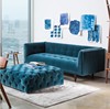 北欧布艺双三人沙发小户型，绒布拉扣休闲沙发美式深蓝色组合沙发