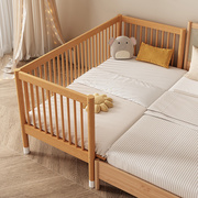 实木儿童床宝宝单人小床拼接大床加宽大人床边实木婴儿床加高护栏