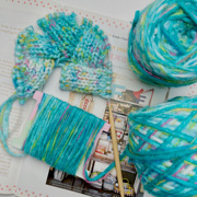 摩根特色线长段染蓝色系彩色白桦，包围巾(包围巾)帽子编织棒针线粗毛线团