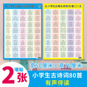 小学生必背古诗大全80首 儿童幼儿学古诗词语文学习识字挂图墙贴