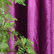 简约现代卧室婚房橱窗落地窗飘窗玫红色绒布压胶窗帘布料成品定制