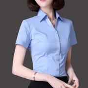 2024衬衫女公务员职业装显瘦锦棉工作服，短袖ol正装，面试白衬衣(白衬衣)