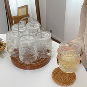 太阳花玻璃杯套装高颜值家庭，用待客厅复古浮雕，喝水杯子饮料咖啡杯